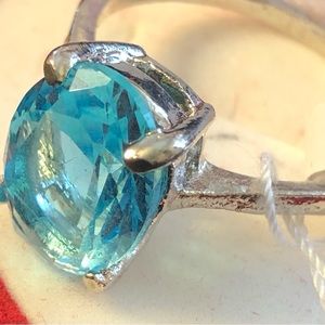 Aquamarine Fashion Ring Electro Plated Silver